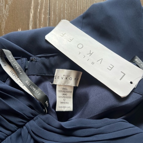 Bill Levkoff Bridal Party Prom Special Occasion Navy Midi Chiffon Fit And Flare - Picture 11 of 16